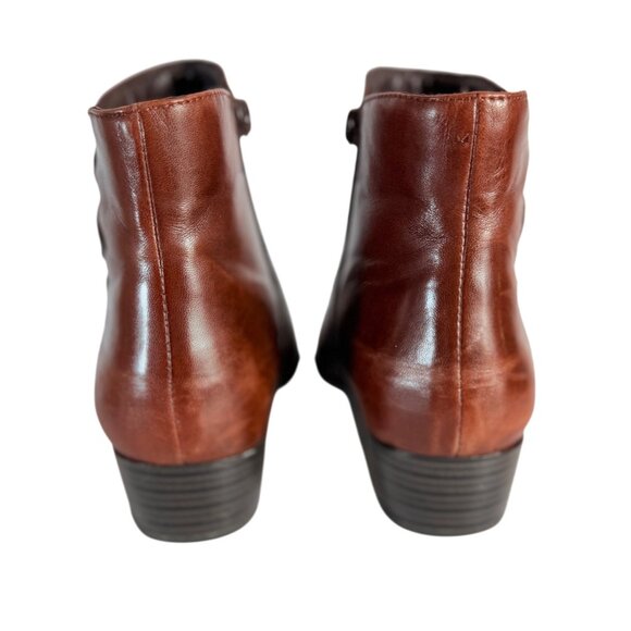 Spring Step Womens Boot Size 8 Ankle Bootie Cognac Brown Leather Side Notch - Picture 4 of 16